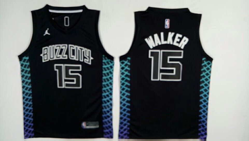 Men Charlotte Hornets 15 Kemba Walker Black Swingman City Edition NBA Jersey